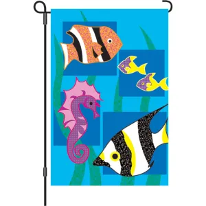 12 in. Patchwork Garden Flag - Under The Sea