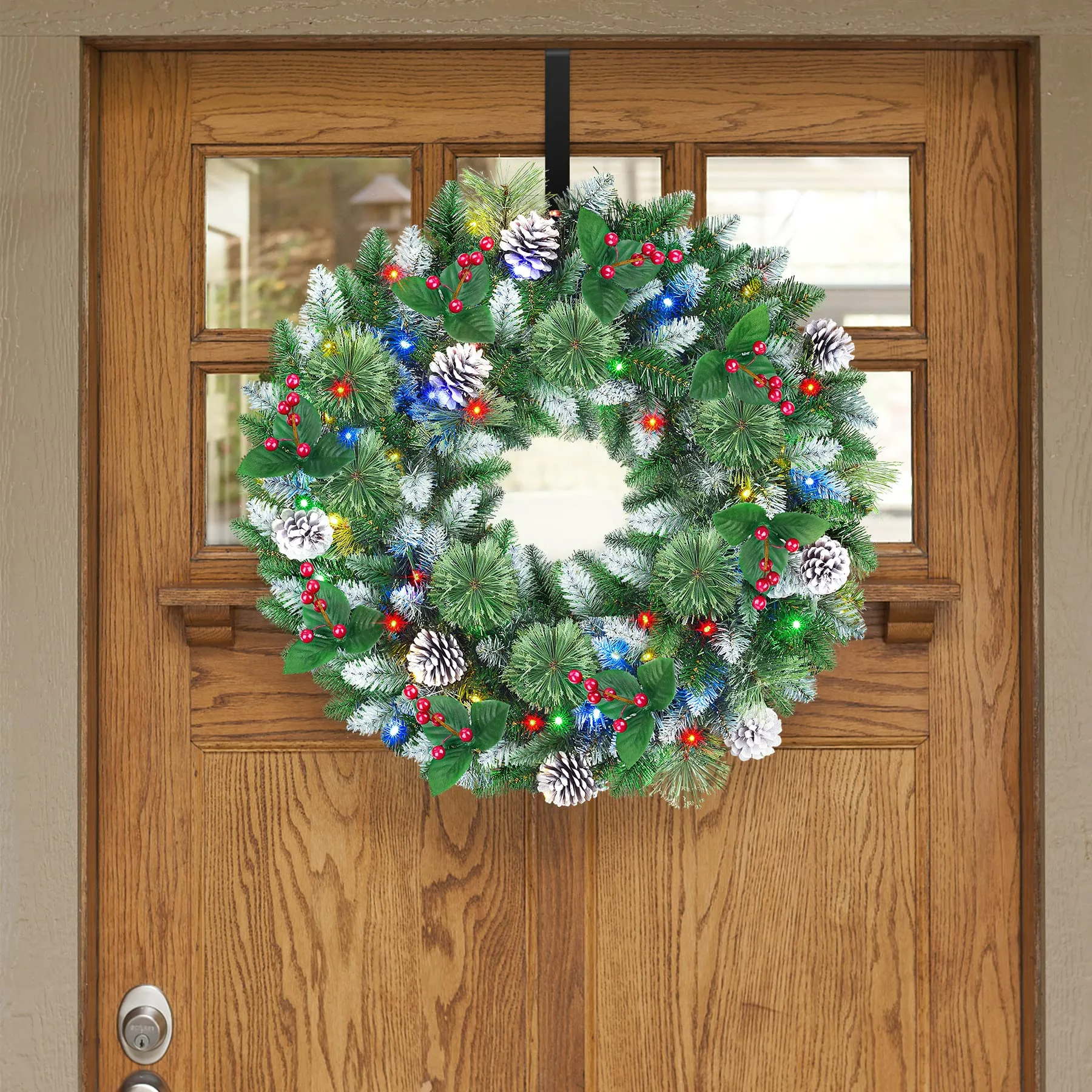 24 Inch Snow Prelit Artificial Christmas Wreath