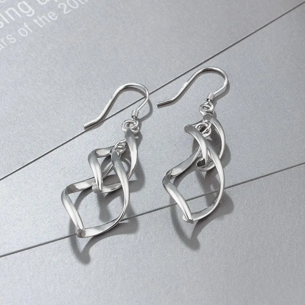 925 Sterling Silver Double Twisted Drop Earring