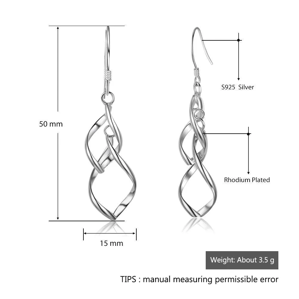 925 Sterling Silver Double Twisted Drop Earring