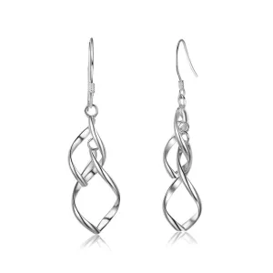 925 Sterling Silver Double Twisted Drop Earring