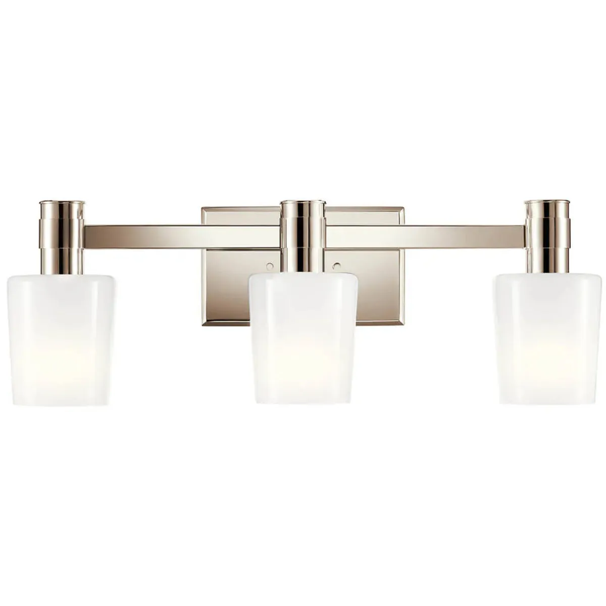 Adani 24 In 3-Lights Bathroom Vanity Light With Opal Glass, Polished Nickel Finish