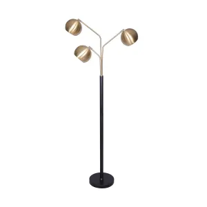 Adjustable 3-Arm Arc Lamp with Gold Finish & Black Base