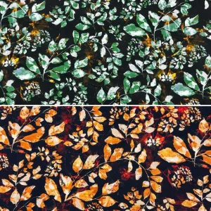 All Over Leaves Viscose Twill Fabric