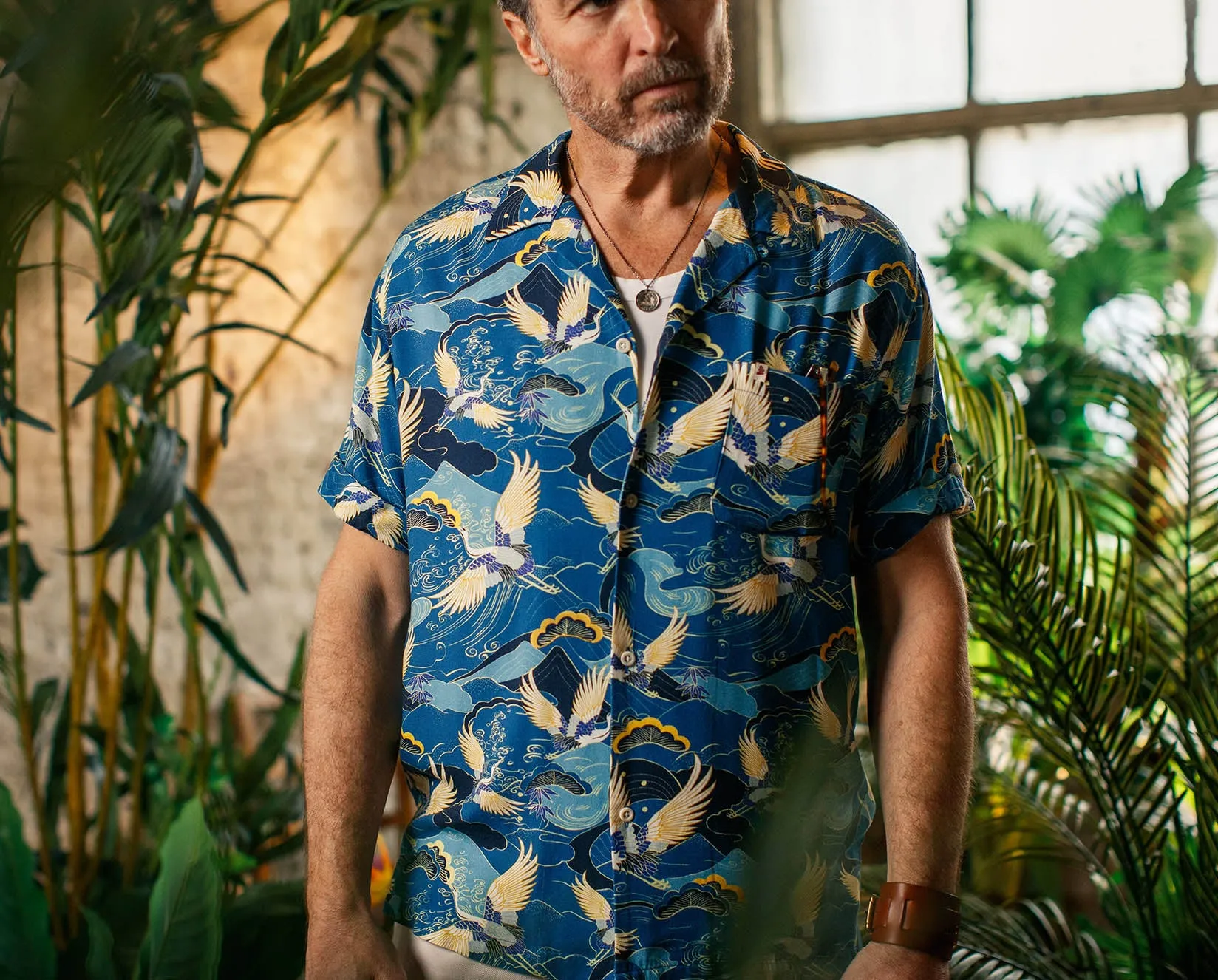 &SONS Aloha Crane Club Shirt Blue