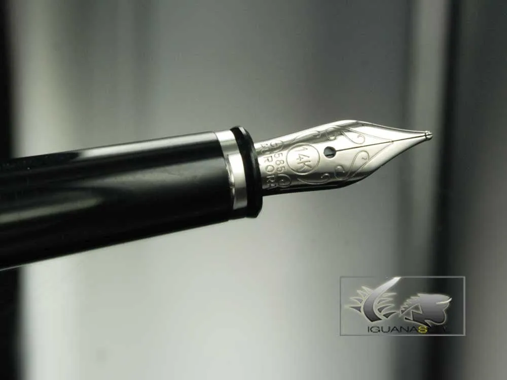 Aurora Talentum Finesse Black w/ Chrome Trim Medium Point Fountain Pen - AU-D13N-M