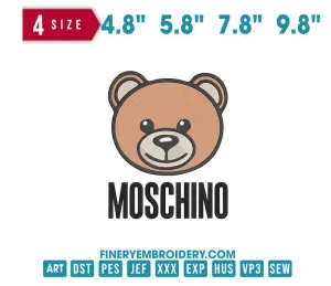 Bear Elegance: Moschino Iconic Brand Embroidery Motif- Embroidery Design