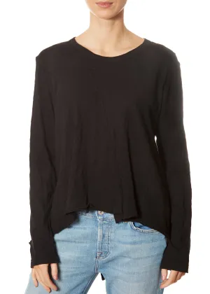 Black Twisted Seam Crew Neck Long Sleeve Top