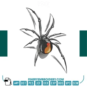 Black Widow Spider Embroidery Design