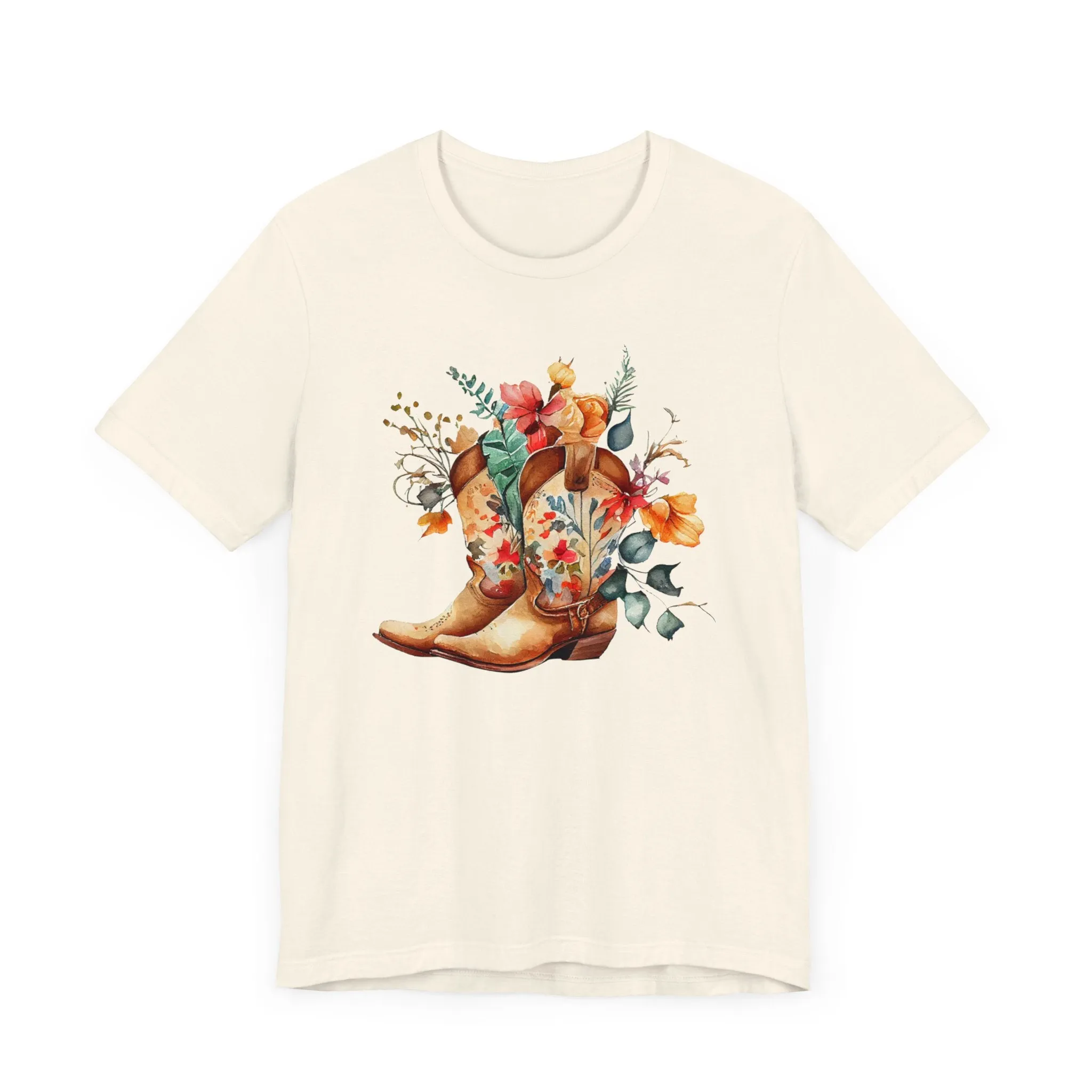 Boots and Flowers Soft Style Unisex Jersey Short Sleeve Tee