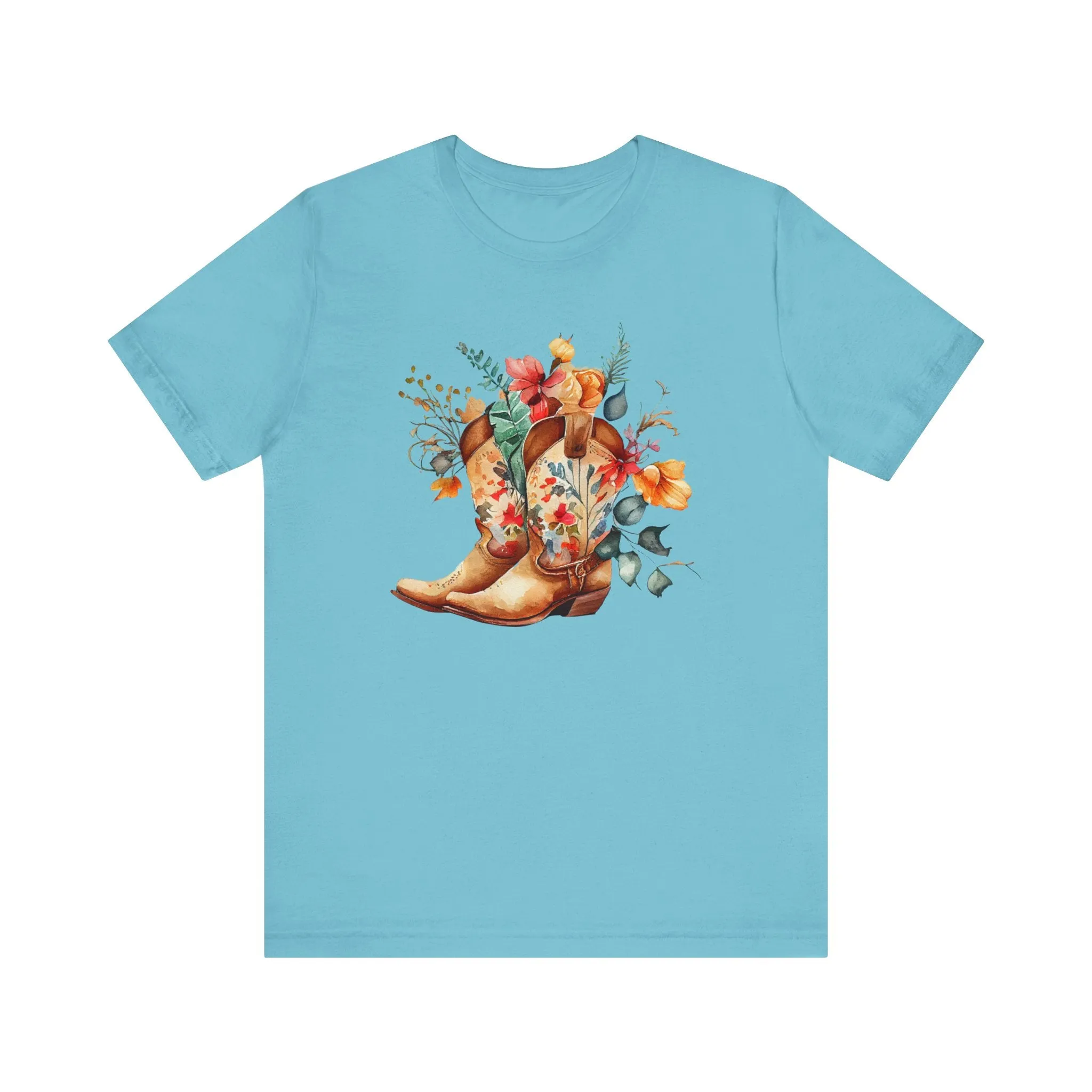 Boots and Flowers Soft Style Unisex Jersey Short Sleeve Tee