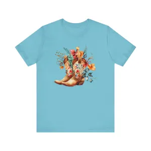 Boots and Flowers Soft Style Unisex Jersey Short Sleeve Tee