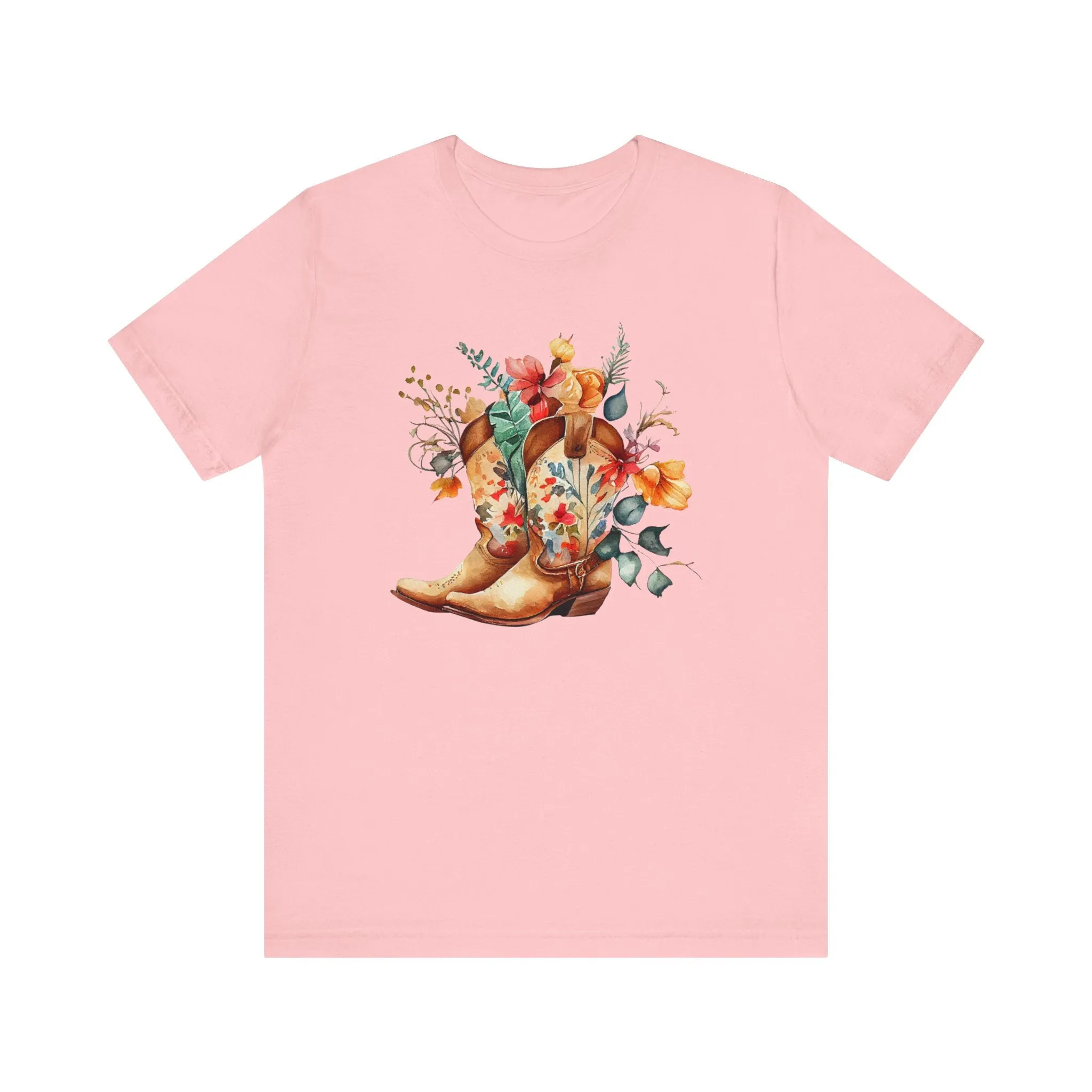 Boots and Flowers Soft Style Unisex Jersey Short Sleeve Tee