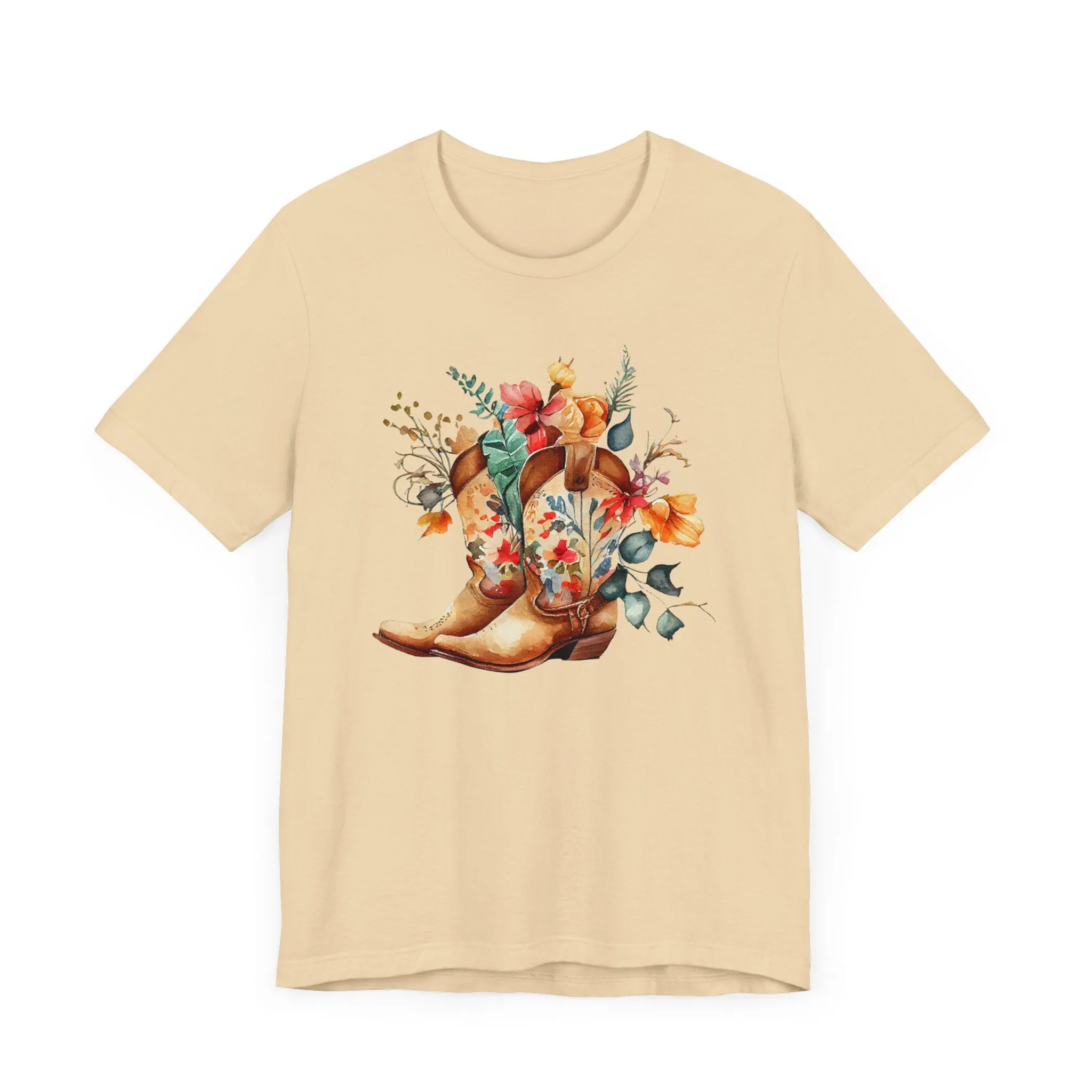 Boots and Flowers Soft Style Unisex Jersey Short Sleeve Tee