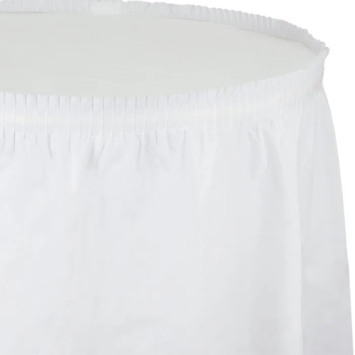 Bulk White Plastic Tableskirt 29 inch x 14 ft (6 per Case)