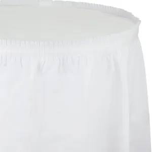 Bulk White Plastic Tableskirt 29 inch x 14 ft (6 per Case)