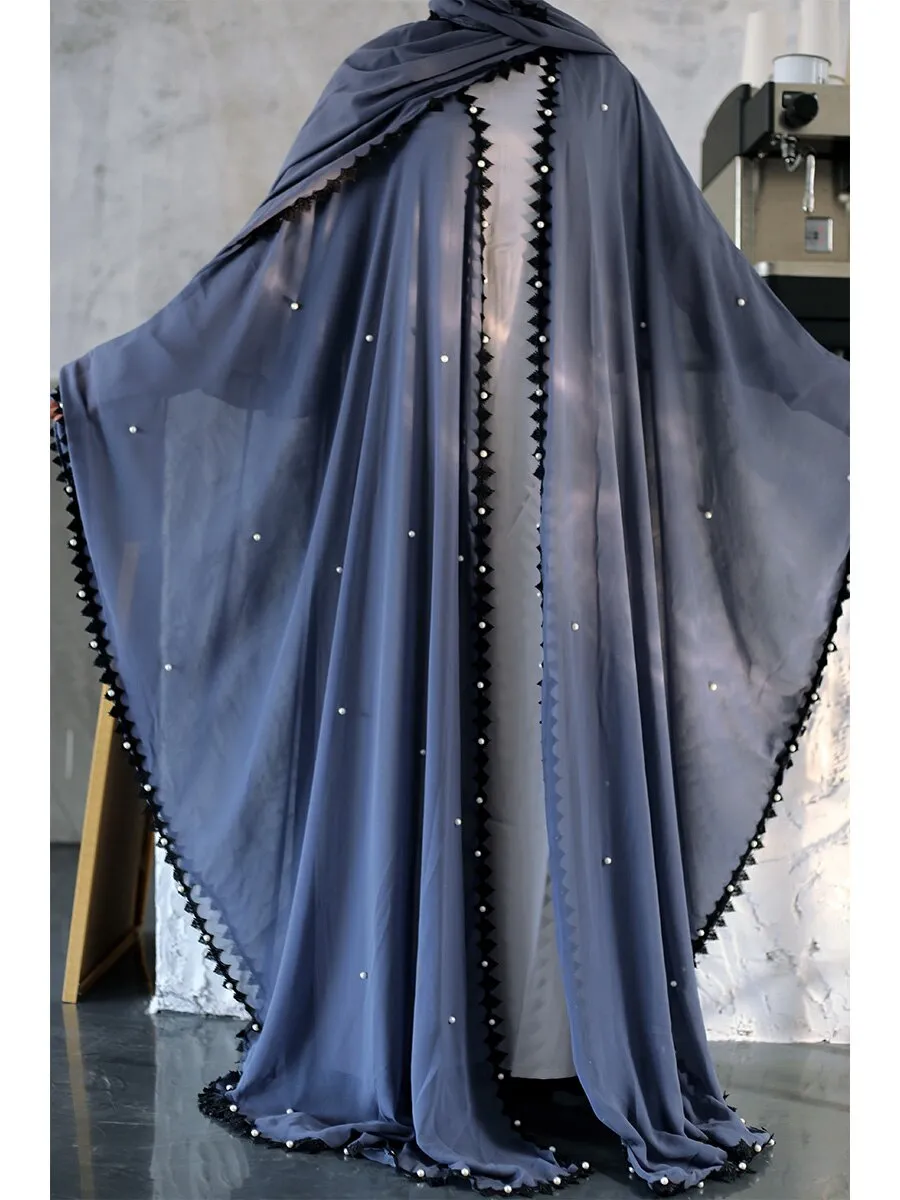 Cape Abaya with Embroidered Open Abaya