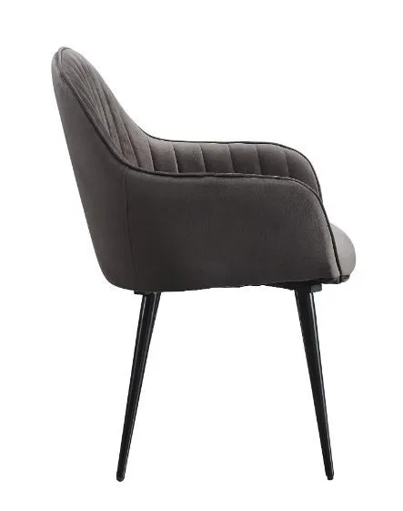 Caspian - Side Chair (Set of 2) - Dark Gray Fabric & Black Finish