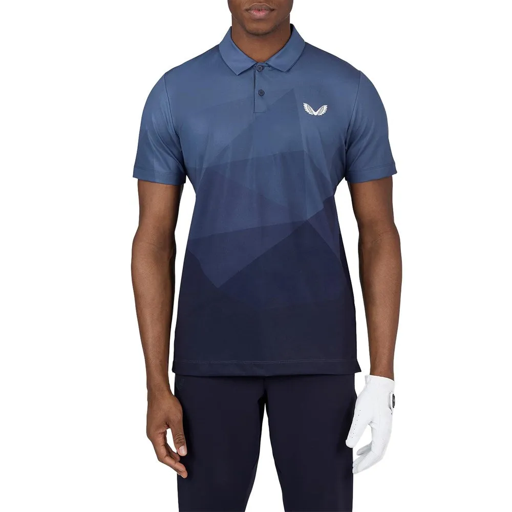 Castore Geo Gradient Printed Golf Polo Shirt - Navy