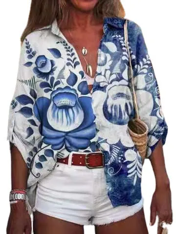 Casual printed three-quarter sleeve shirt