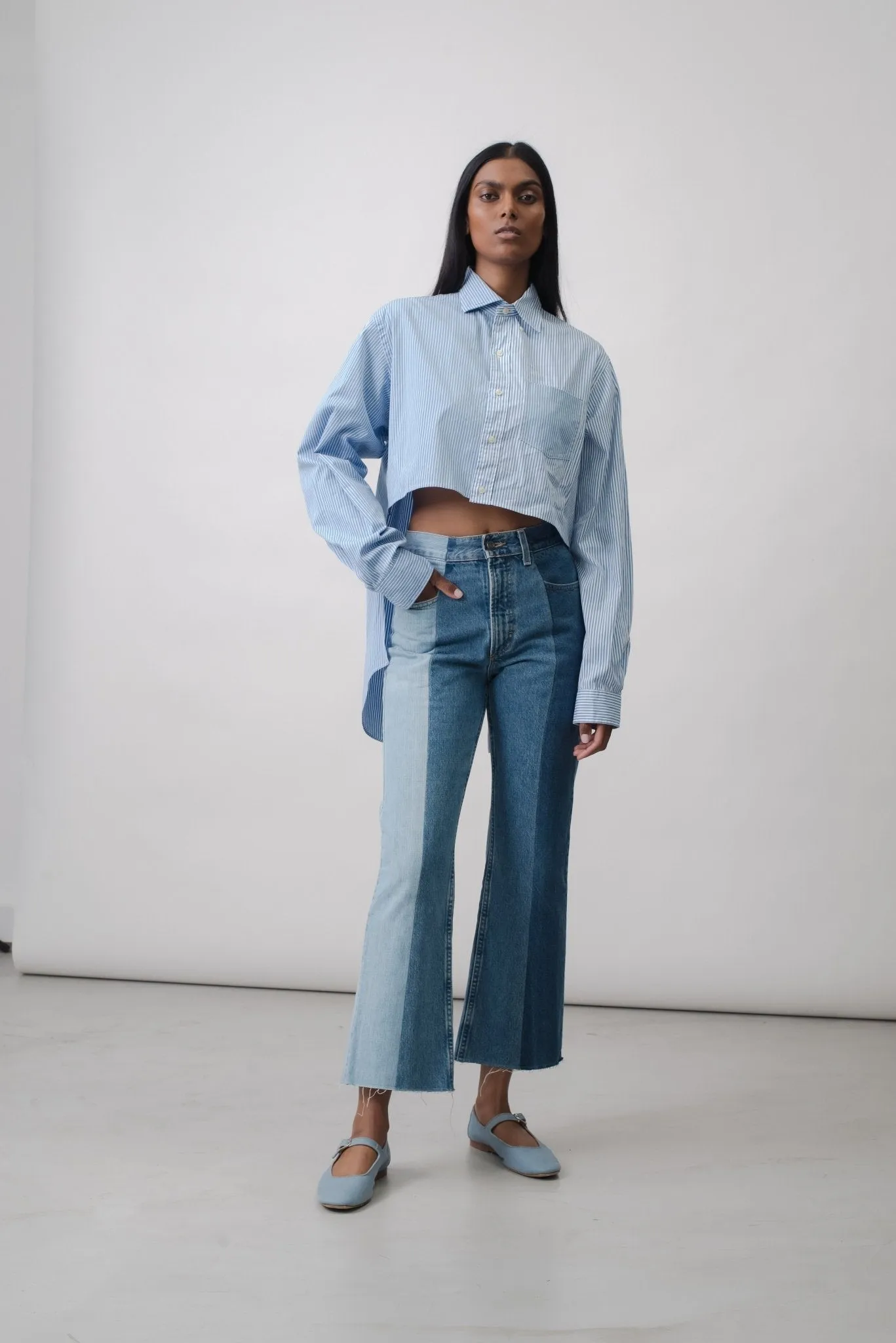 Cindy Shirt Stripe Cotton Poplin Blue