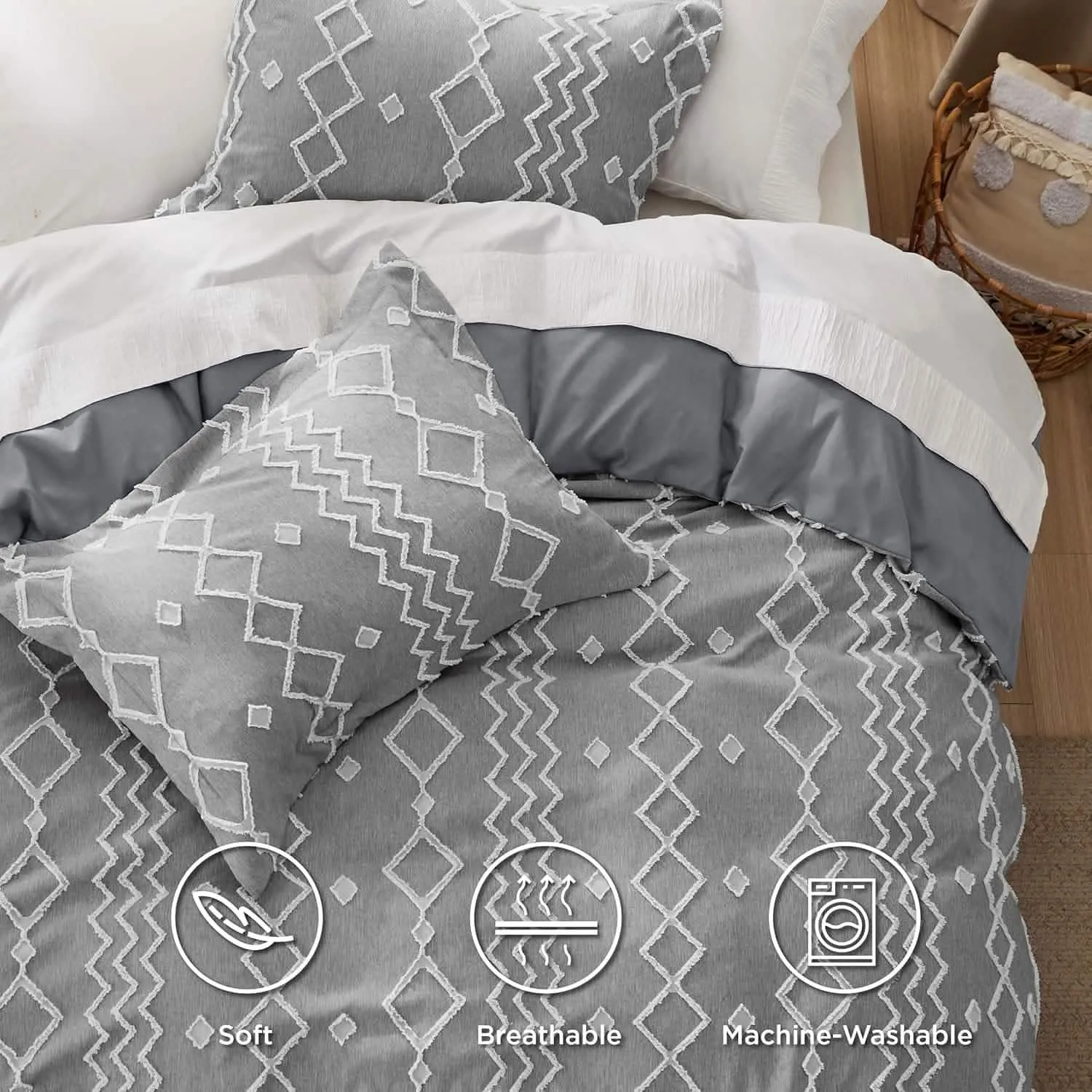 Clipped Jacquard Duvet Cover Set