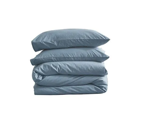 Cosy Club Duvet Cover Quilt Set King Flat Cover Pillow Case Grey Essential Blue