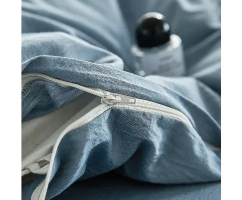 Cosy Club Duvet Cover Quilt Set King Flat Cover Pillow Case Grey Essential Blue