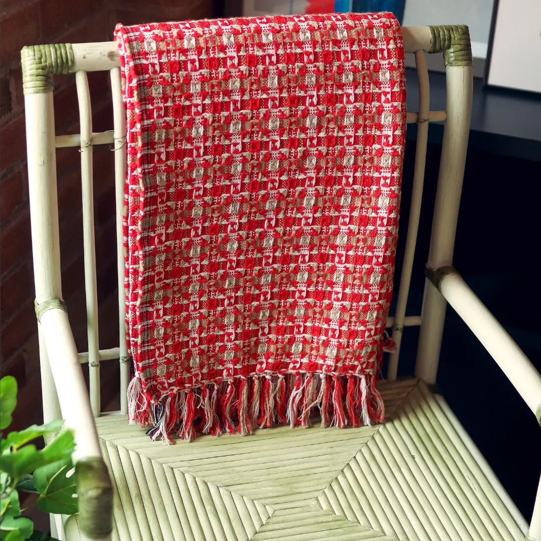 Diamond Jacquard Throw Blankets - 100% Cotton, 56" x 69"   3.5" Tassels