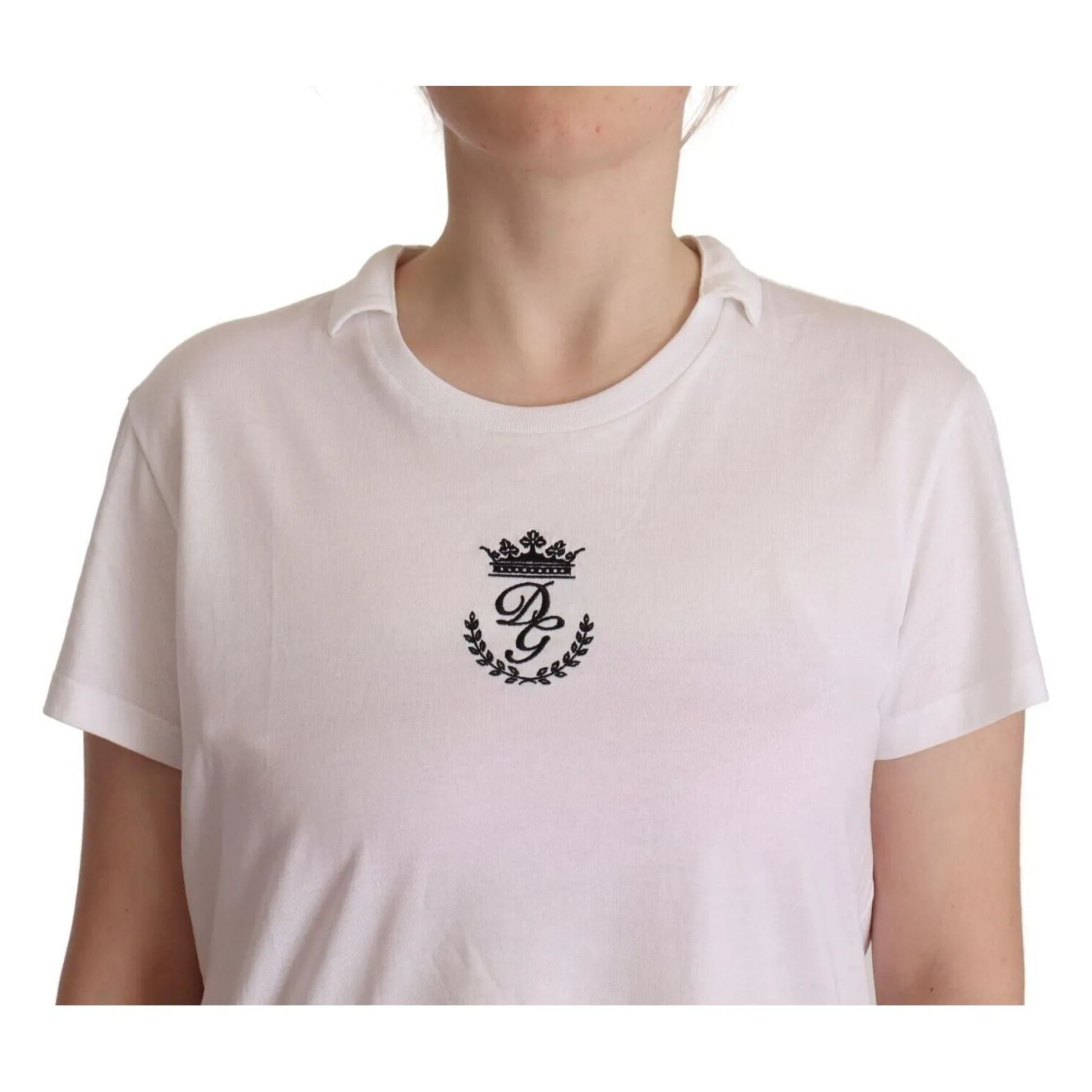 Dolce & Gabbana Elegant Collared Crown Print Tee