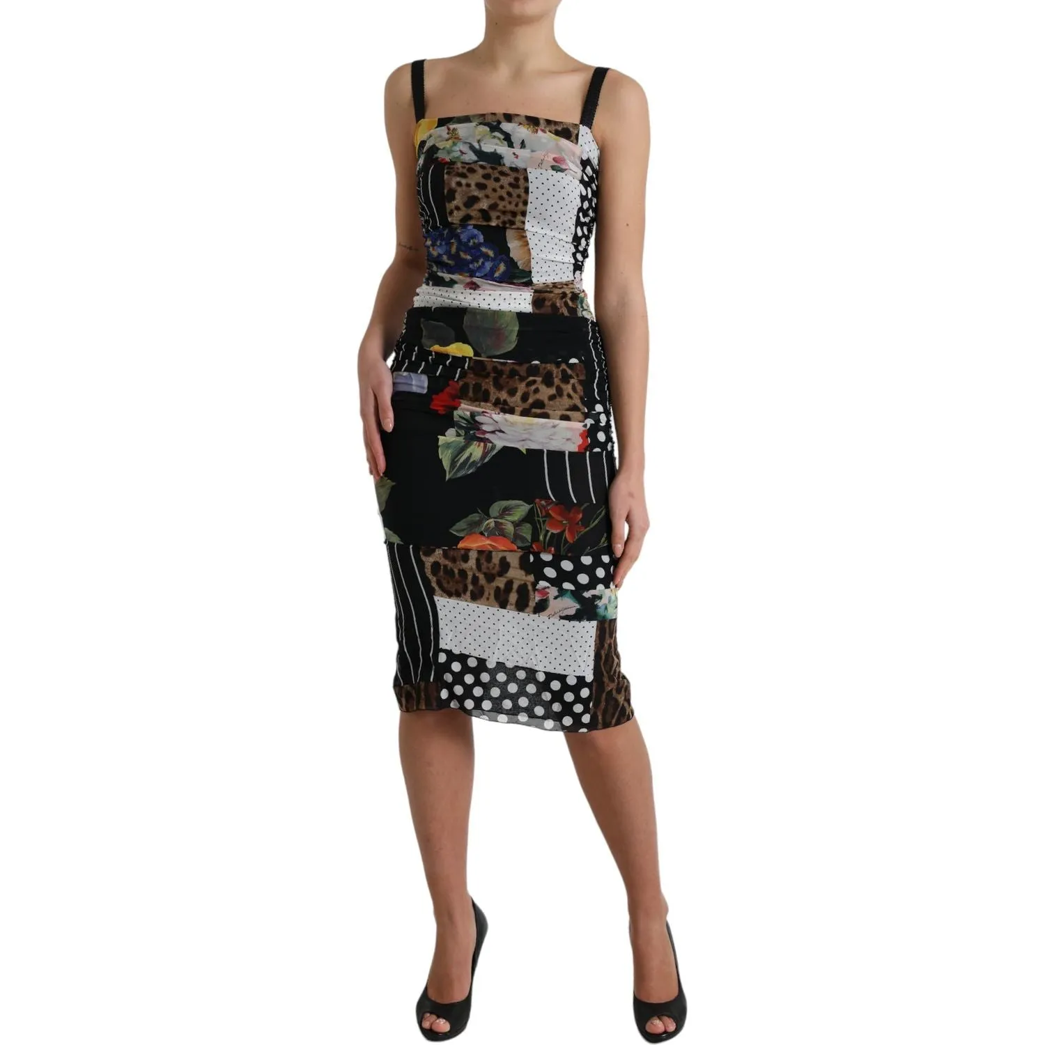 Dolce & Gabbana Elegant Patchwork Silk Midi Dress