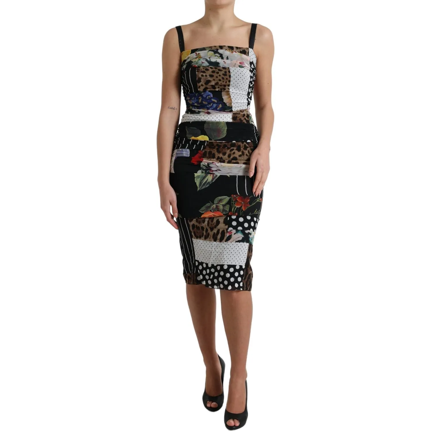 Dolce & Gabbana Elegant Patchwork Silk Midi Dress