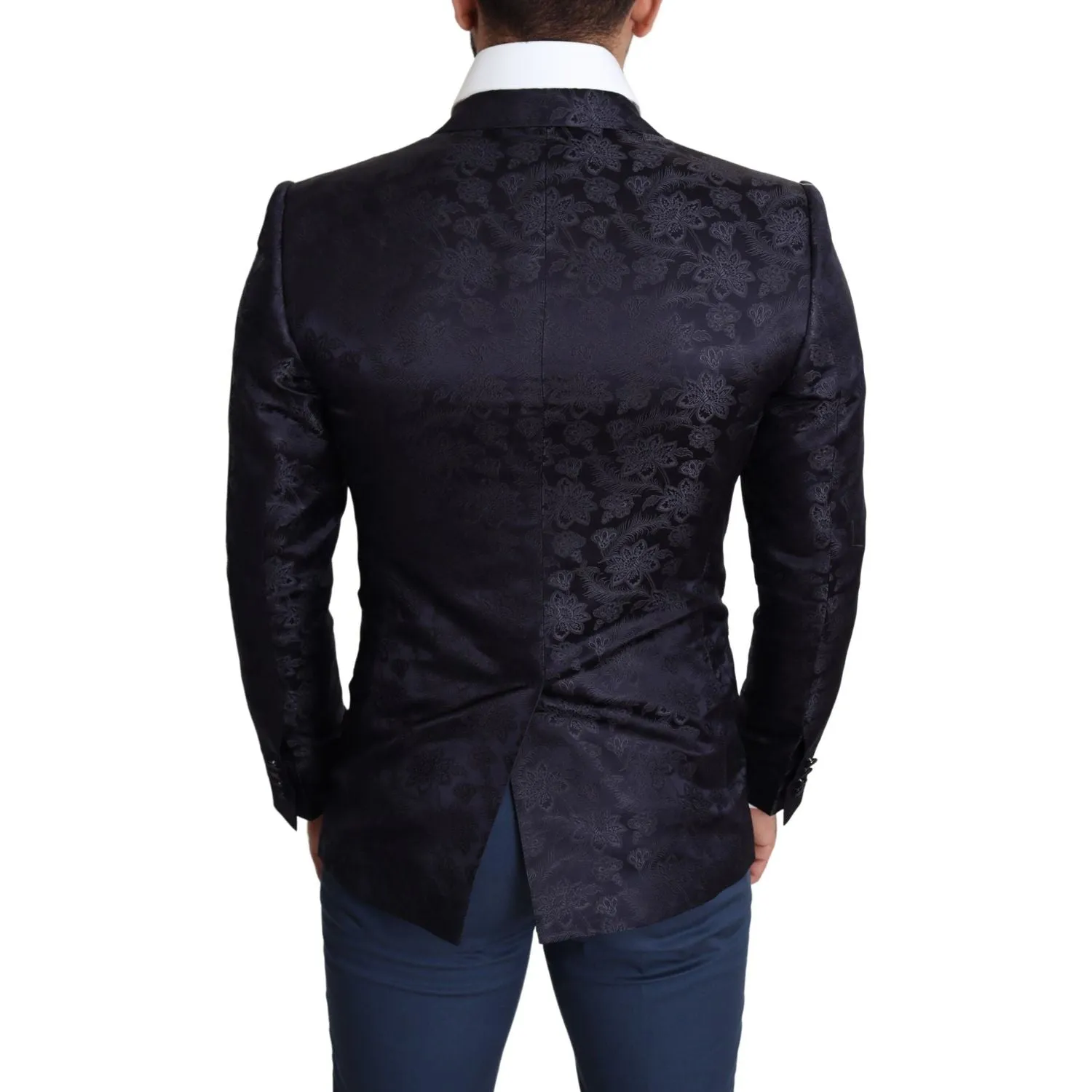 Dolce & Gabbana Elegant Silk Blend Martini Blazer in Blue