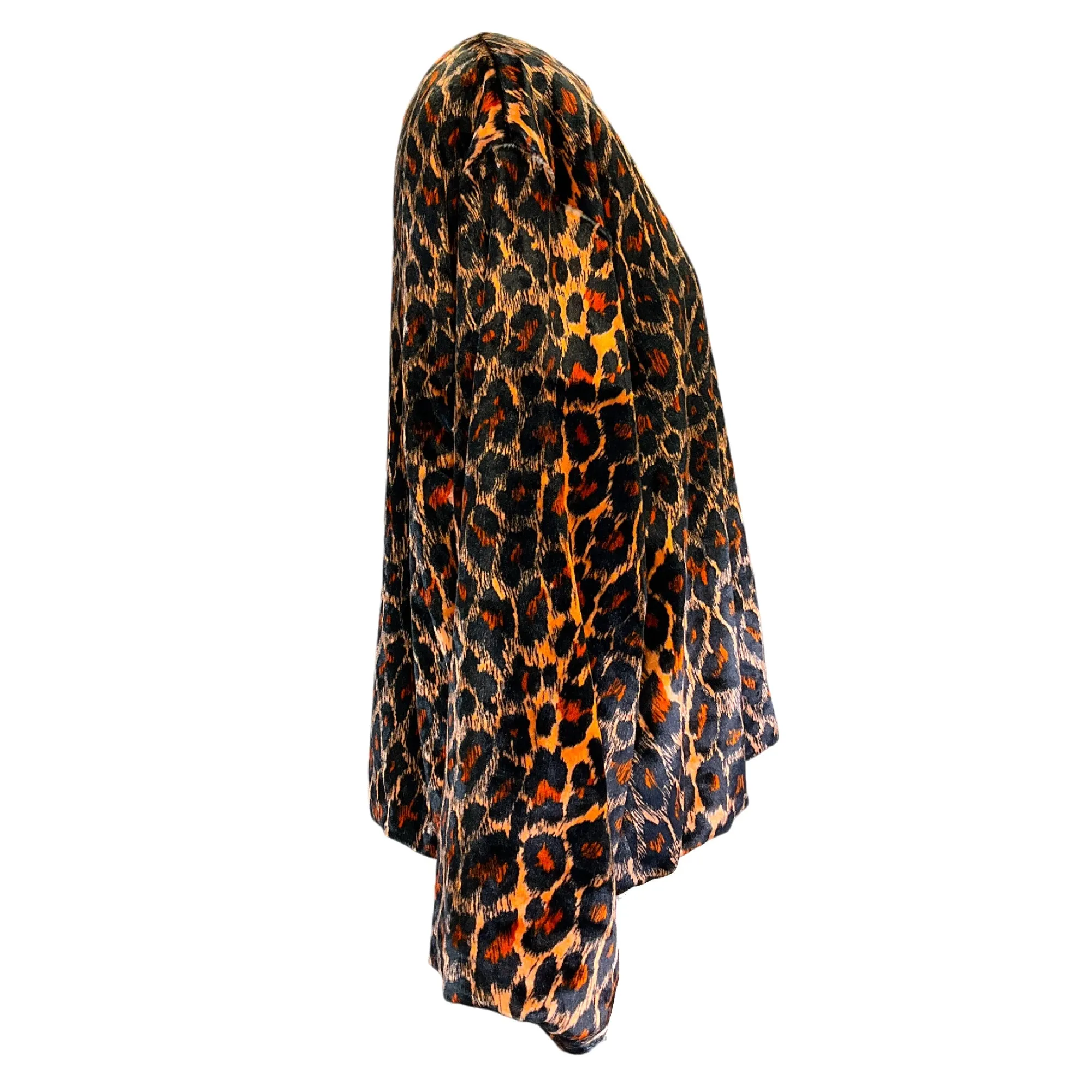 Dries Van Noten Black / Orange Leopard Printed Velvet Top