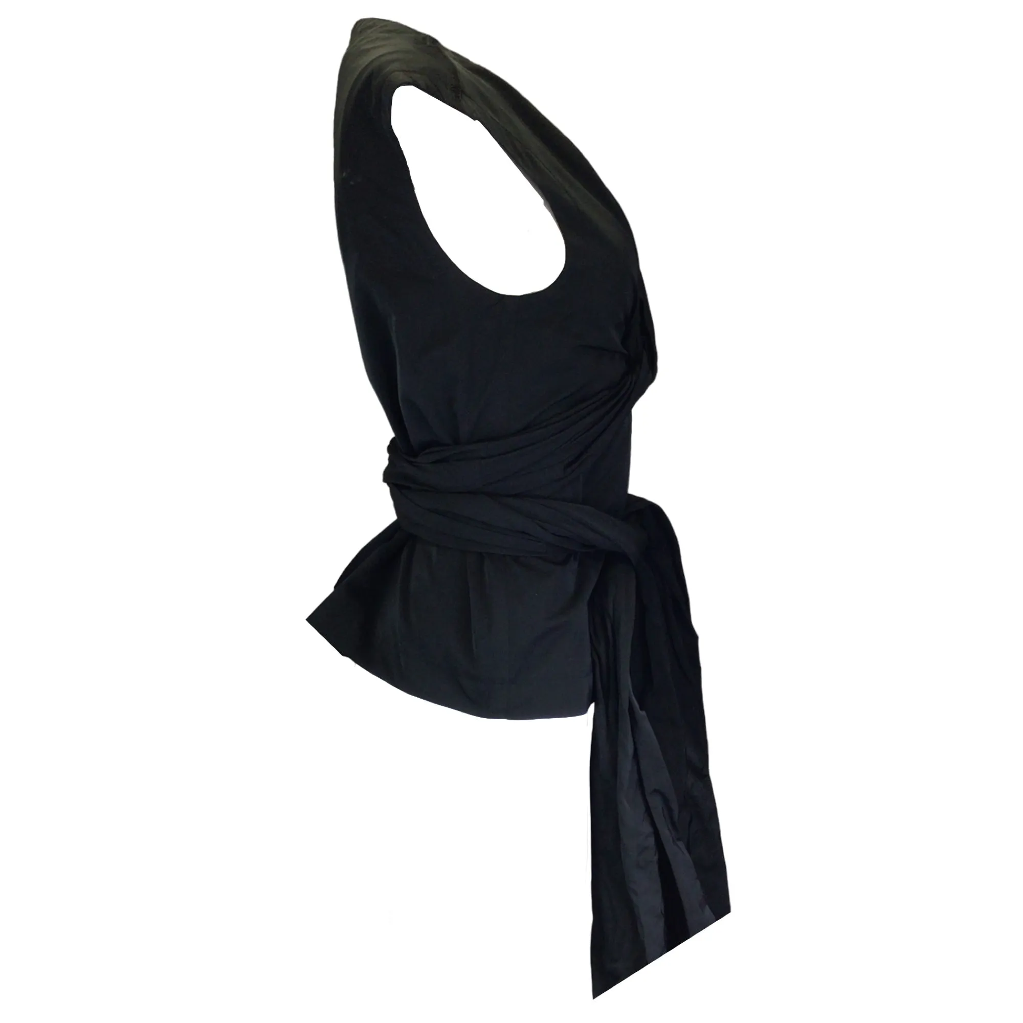 Dries Van Noten Black Wrap Tie Sleeveless Top