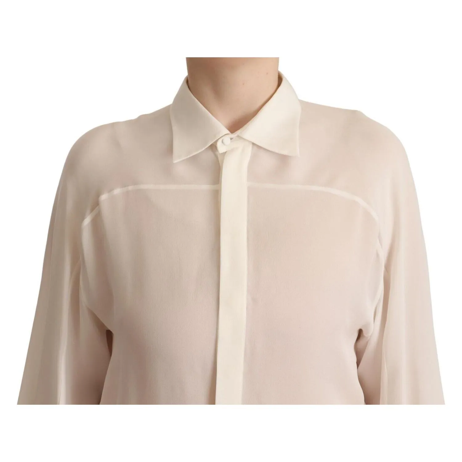 Dsquared² Elegant Off White Silk Long Sleeve Blouse