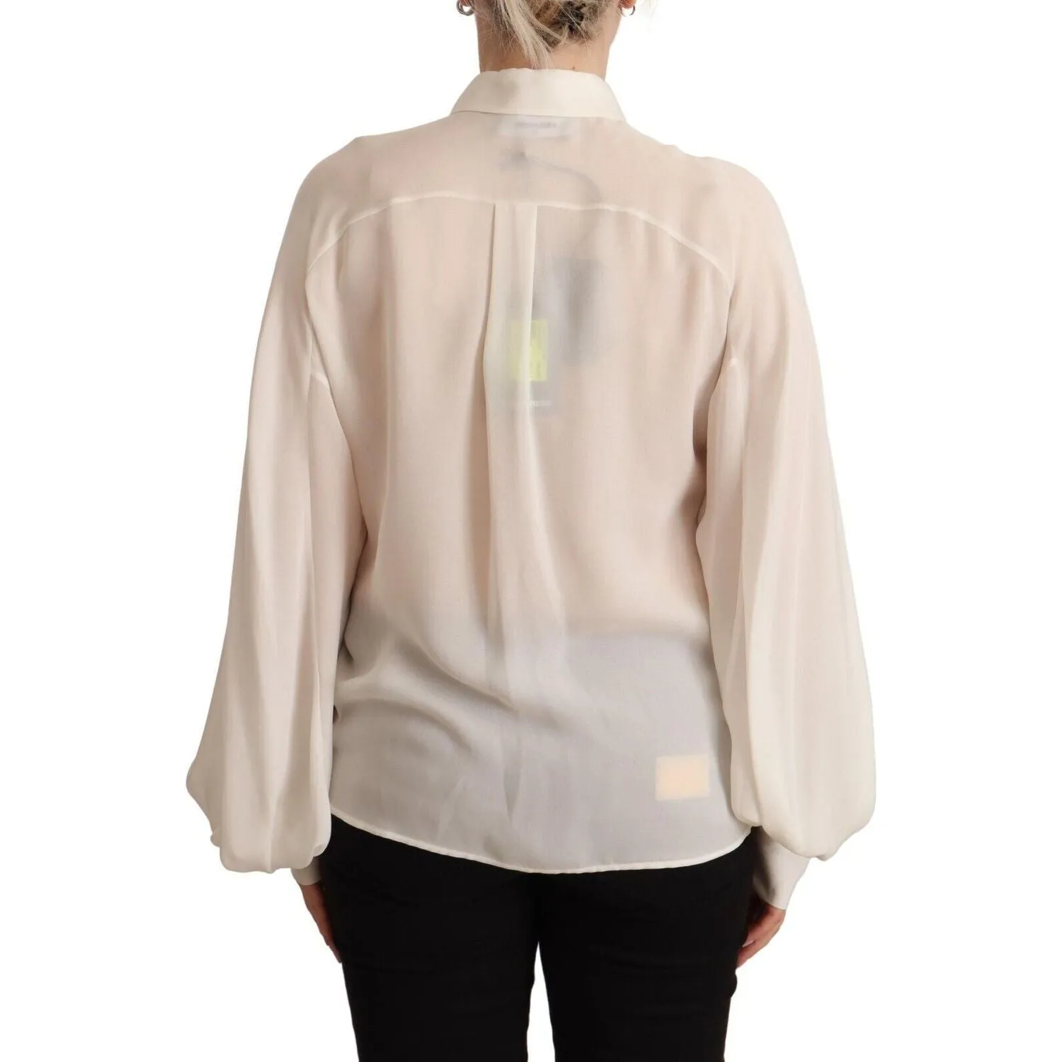 Dsquared² Elegant Off White Silk Long Sleeve Blouse