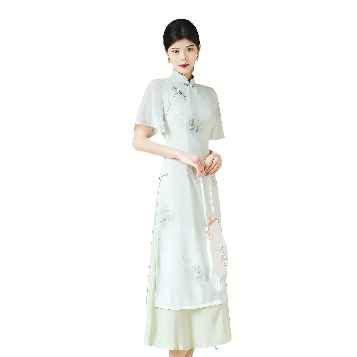 Elegant Floral Cheongsam Dress