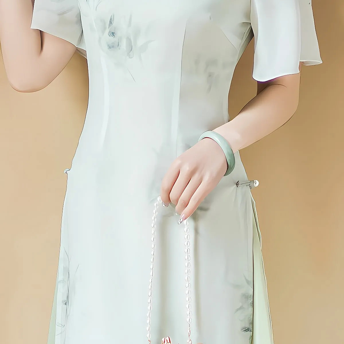 Elegant Floral Cheongsam Dress