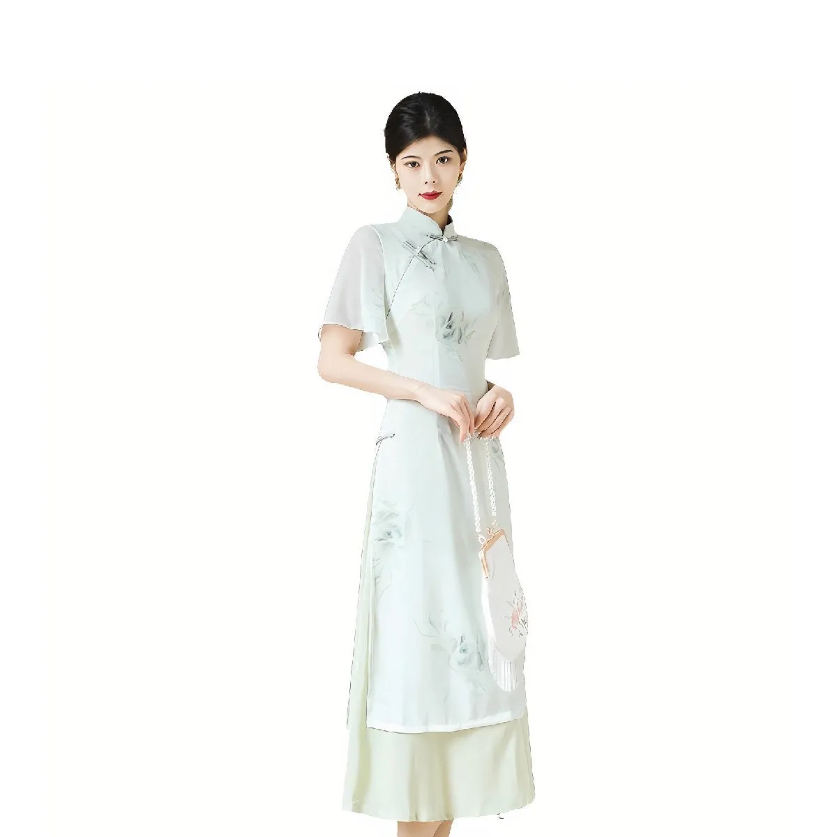 Elegant Floral Cheongsam Dress