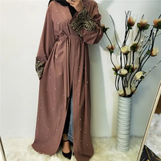 Elegant Pearl Design Simple Abaya