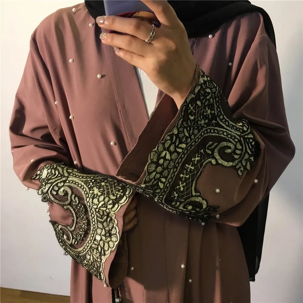 Elegant Pearl Design Simple Abaya