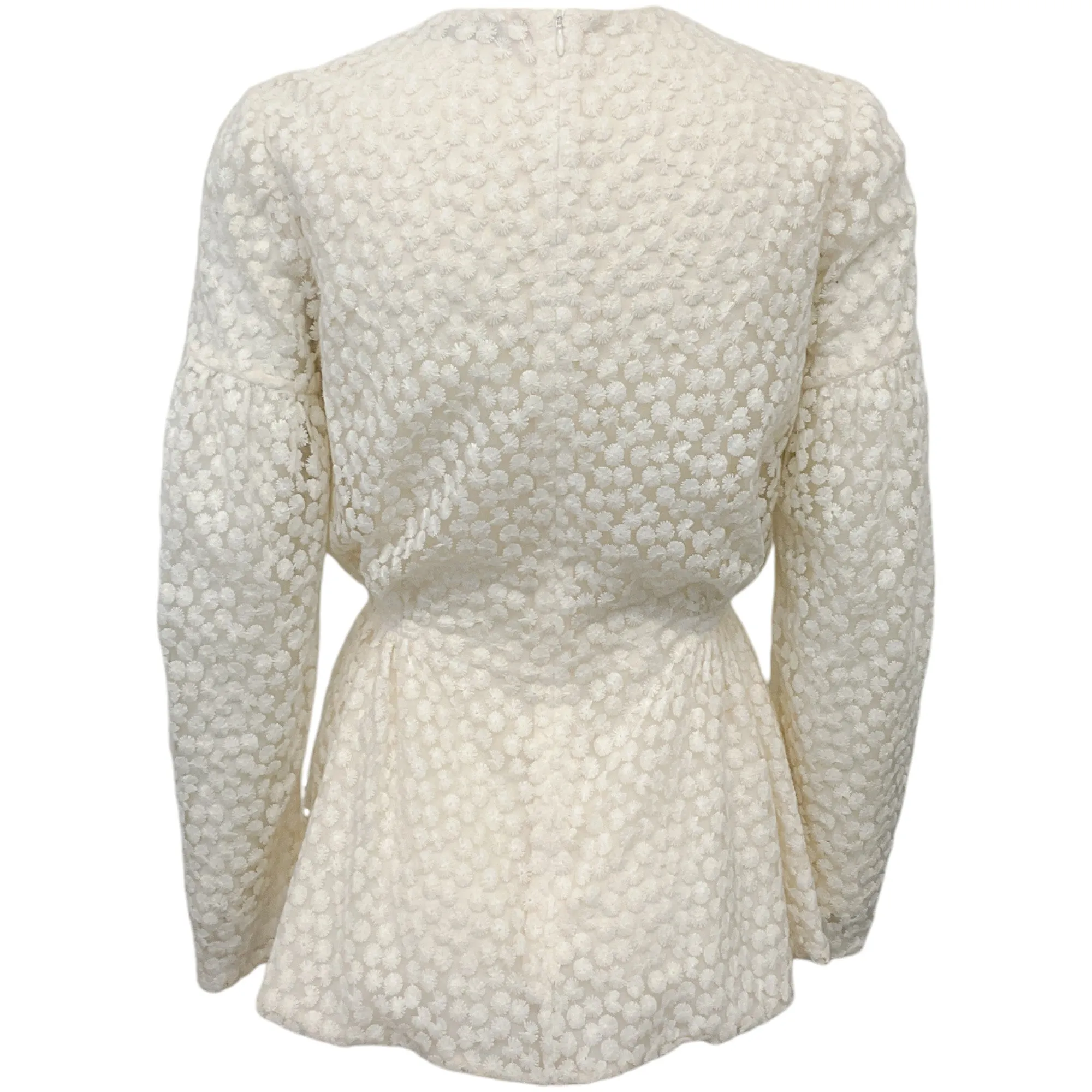 Emilia Wickstead Ivory Embroidered Peplum Blouse