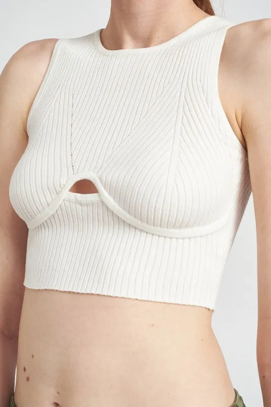 Emory Park BUSTIER LOOK RIBBED CROP TOP