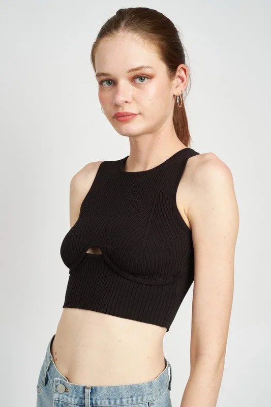 Emory Park BUSTIER LOOK RIBBED CROP TOP