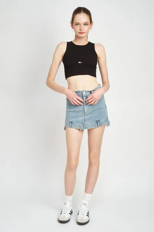 Emory Park BUSTIER LOOK RIBBED CROP TOP