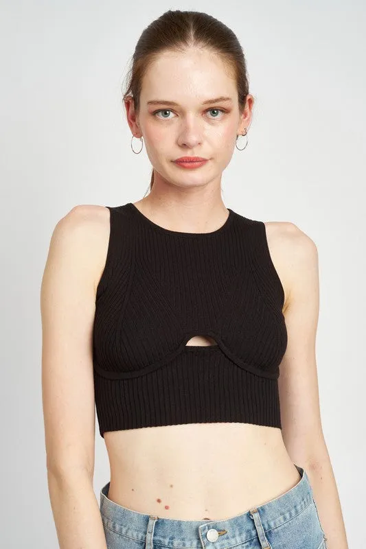 Emory Park BUSTIER LOOK RIBBED CROP TOP