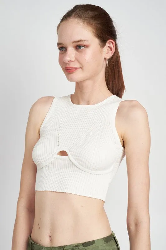 Emory Park BUSTIER LOOK RIBBED CROP TOP