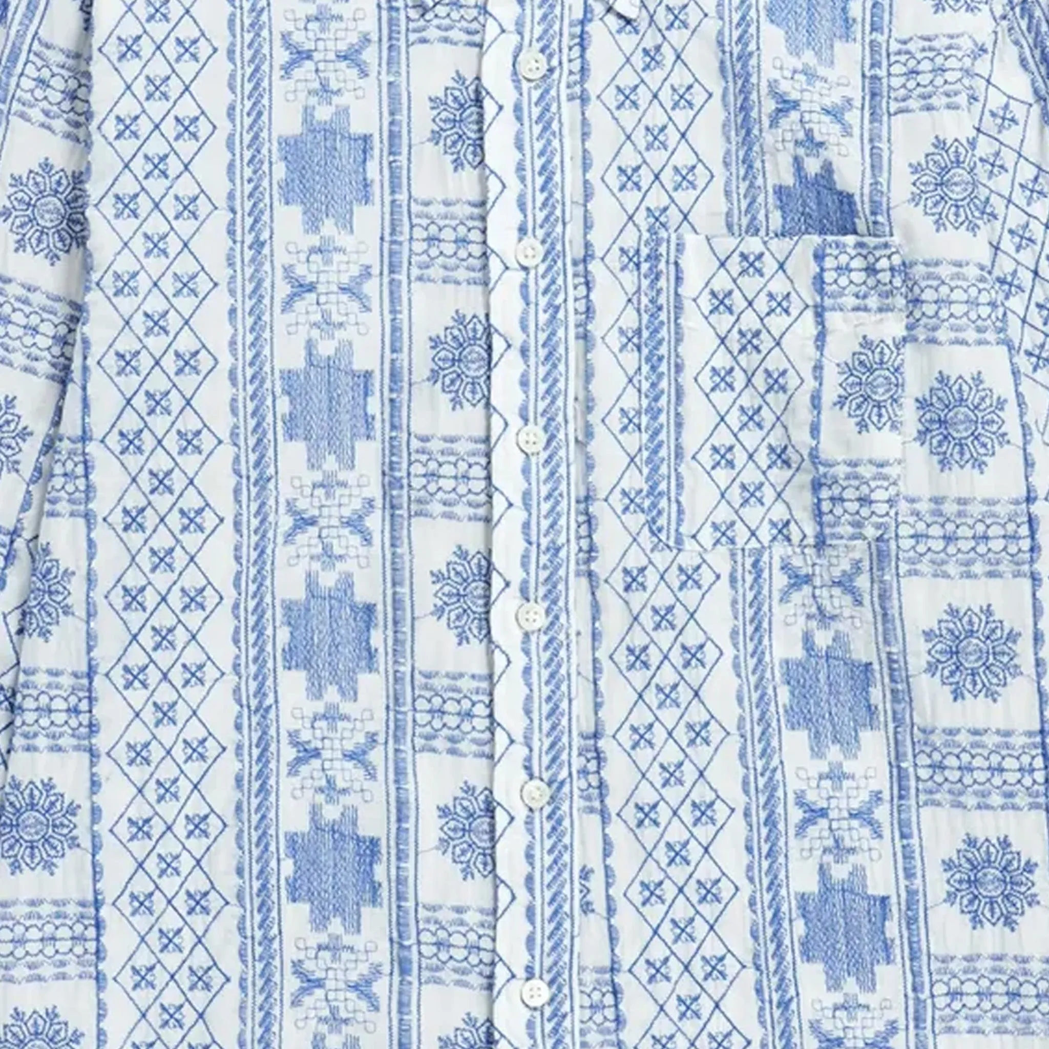 Engineered Garments 19 Century BD CP Embroidery Shirt (Blue/White)