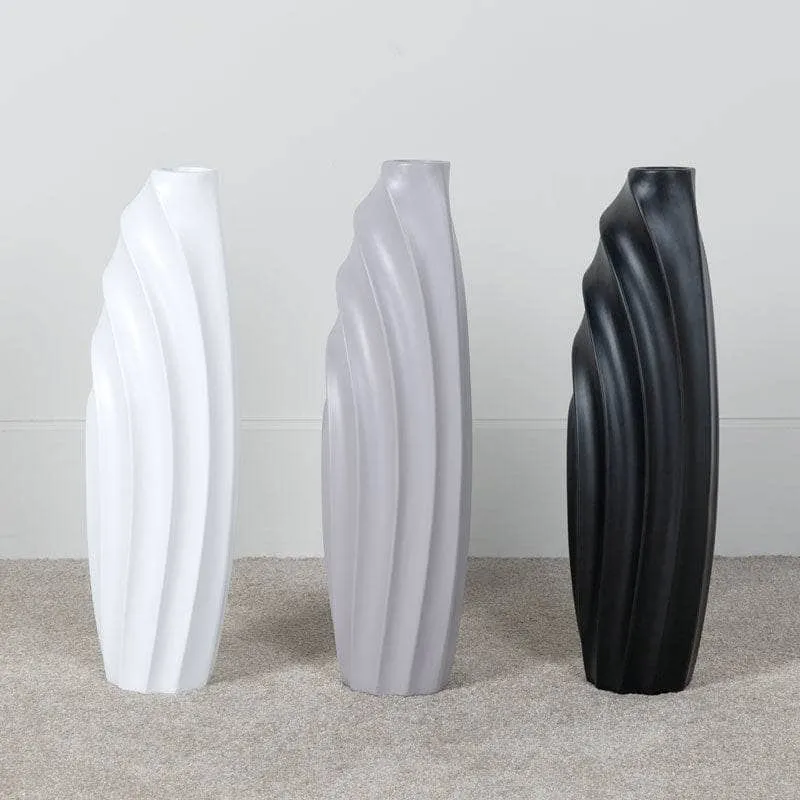 Fin Vase Matte Grey - 18.8 x 14.7 x 57cm